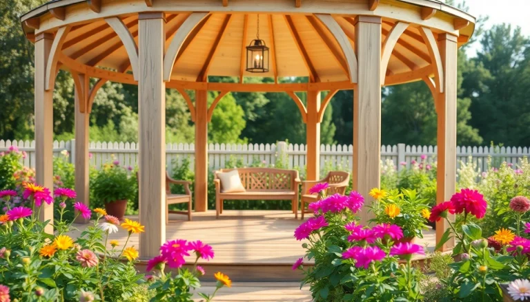 Experience the charm of a beautifully crafted gazebo in a lush garden setting in Ireland.