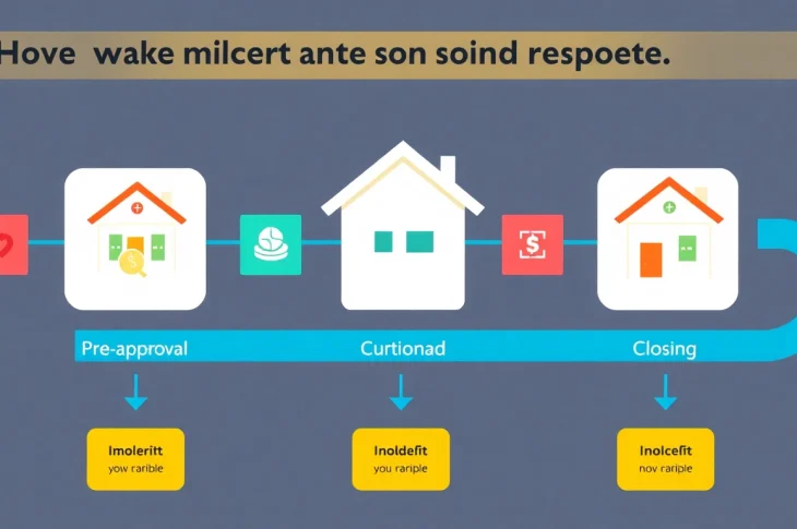Visual representation of the mortgage process for lenders, detailing the key stages from pre-approval to closing.