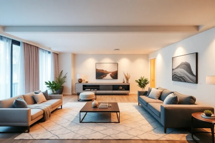 Transform your entire interior with a stylish modern living room design showcasing cozy textures.