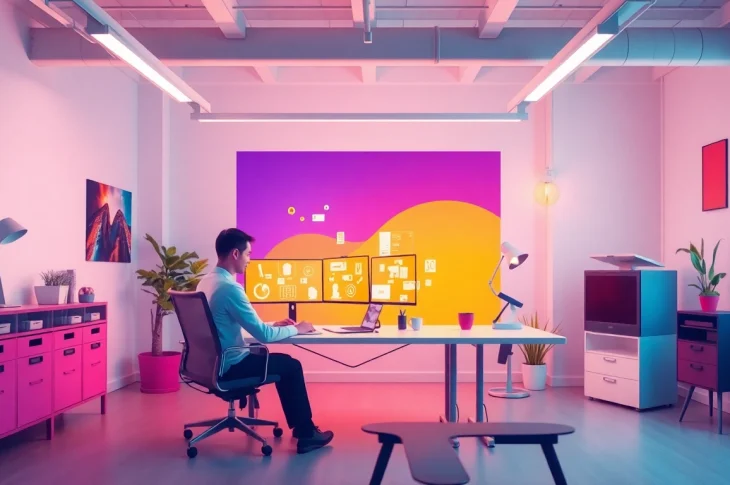 Enhance your business with top-notch website design Manchester showcased in a vibrant design workspace.