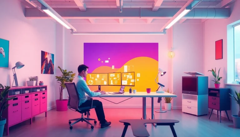 Enhance your business with top-notch website design Manchester showcased in a vibrant design workspace.