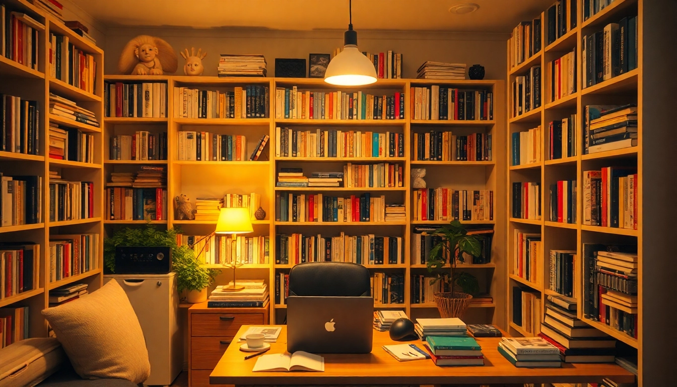 Engage with My Homeworkmarket through a cozy study space full of learning materials and a laptop.