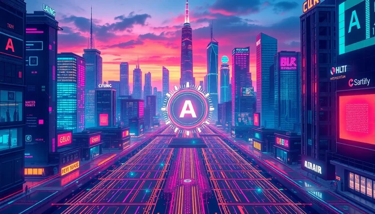 Agentic AI agents collaborating in a vibrant, futuristic city, showcasing dynamic interactions and autonomy.