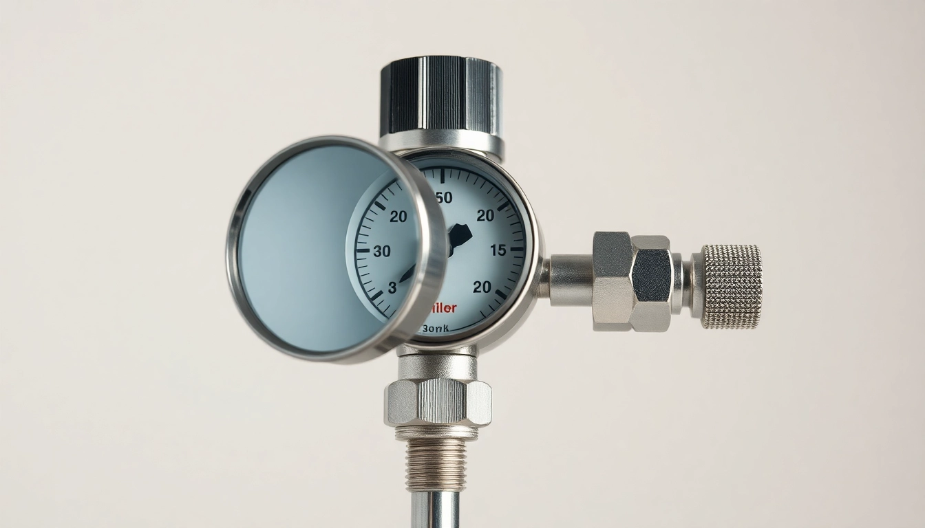 Efficient nitrogen regulator displaying pressure gauges and durable construction for reliable gas control.