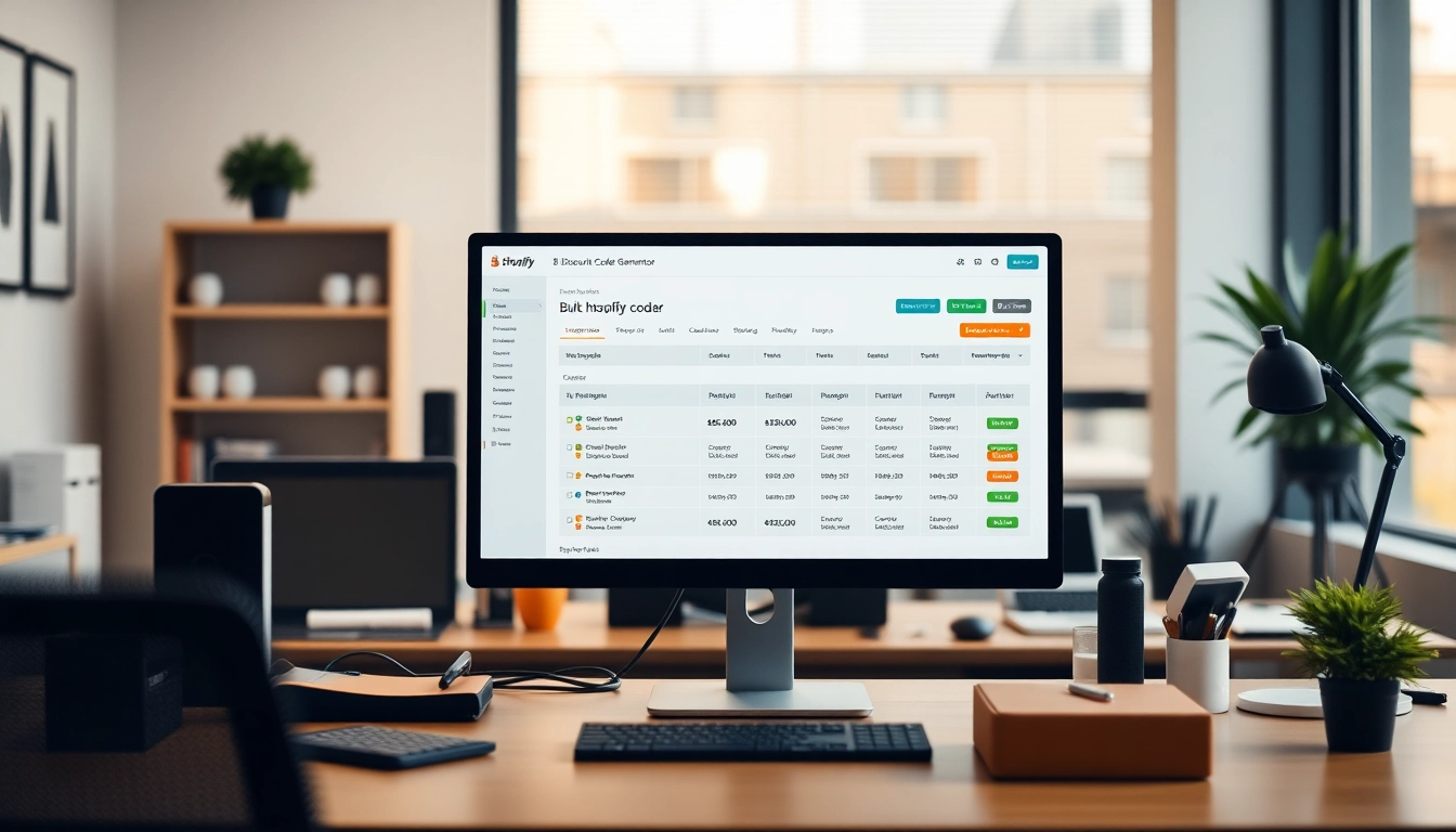 Generate bulk discount codes effortlessly using the Shopify bulk discount code generator interface showcased on a sleek computer.