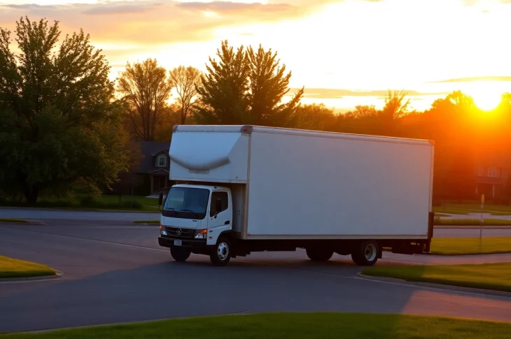 Relocation efforts by professional removal companies Bingley with a moving truck in a sunny neighborhood.