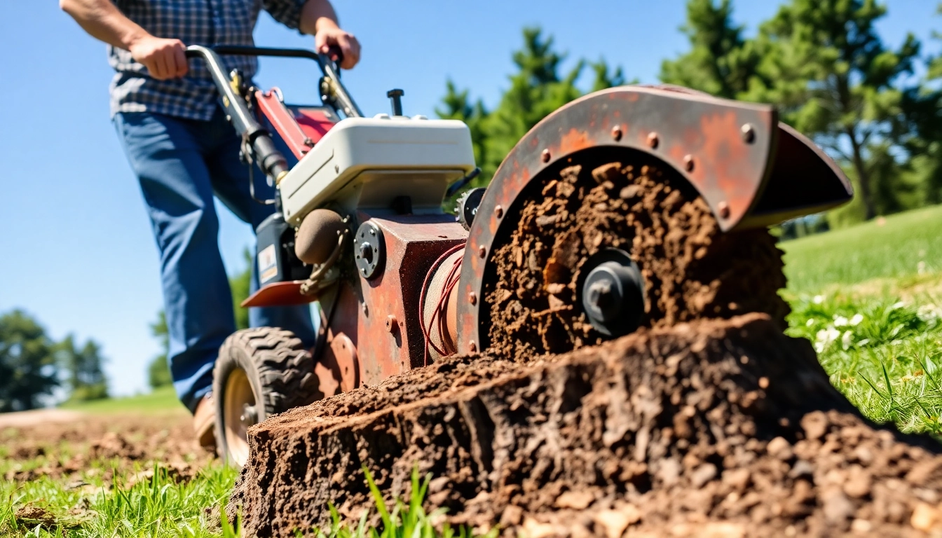 Professional stump grinding service removing an unsightly tree stump efficiently.