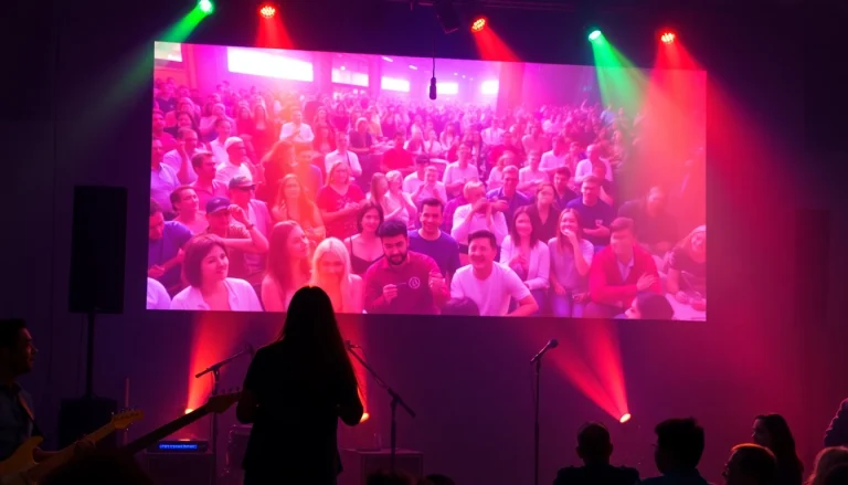 Engaging virtual audience system showcasing a lively online crowd at a concert.
