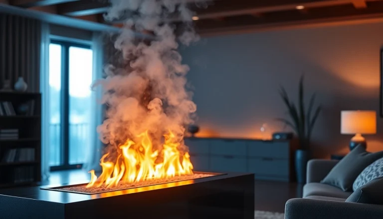 Elegant water vapor fireplace with mesmerizing flame illusions, designed for a cozy and stylish home atmosphere.
