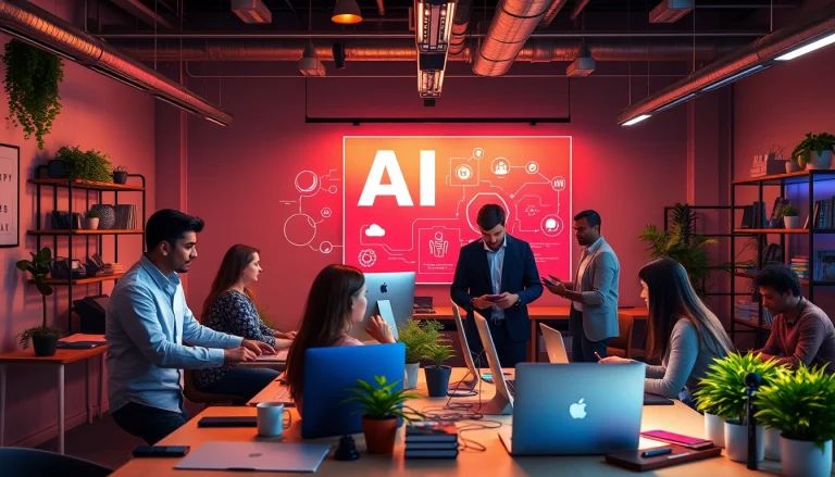 Showcase AI marketing tools in use, enhancing teamwork and productivity with innovative approaches.