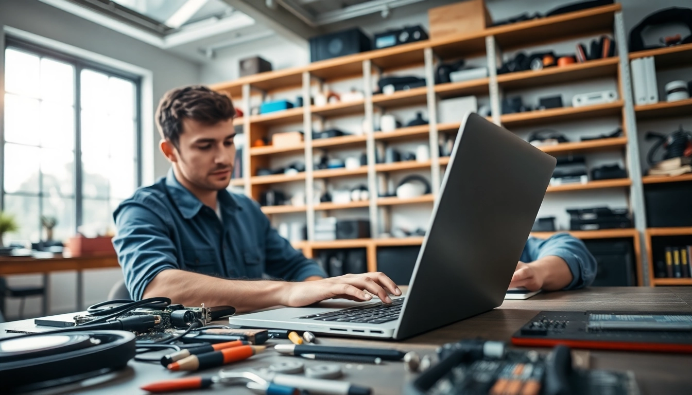 Riparazione pc torino: Tecnico esperto ripara un laptop nel suo laboratorio moderno.