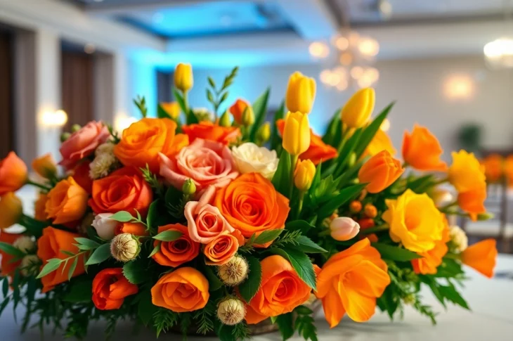 Admire the stunning Orange County event flowers elegantly arranged for an exquisite occasion.