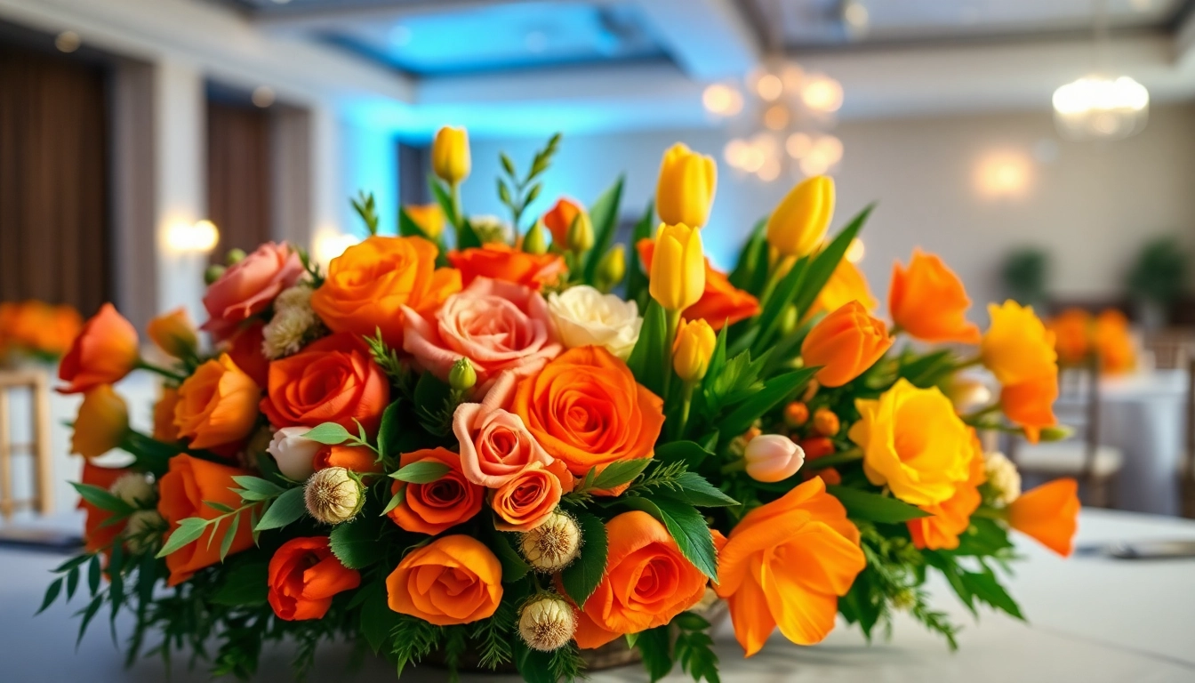 Admire the stunning Orange County event flowers elegantly arranged for an exquisite occasion.