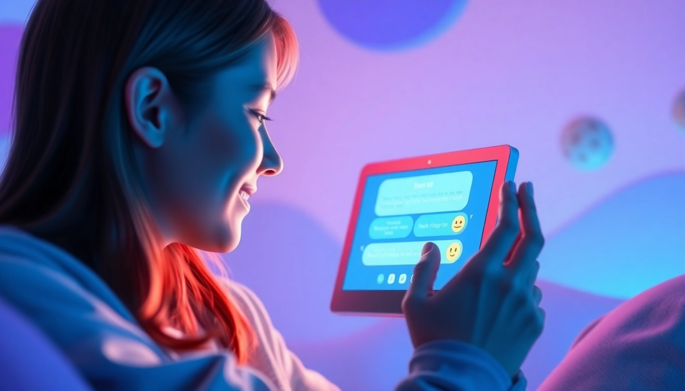 Engage in chat ai sex conversations with interactive AI characters in a vibrant digital environment.