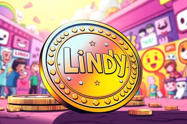Showcase of the lindy meme coin with colorful digital art reflecting its vibrant community.
