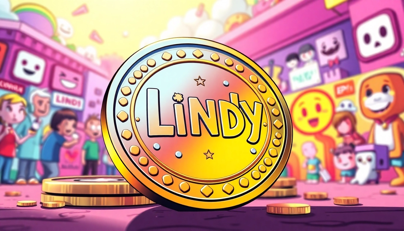 Showcase of the lindy meme coin with colorful digital art reflecting its vibrant community.