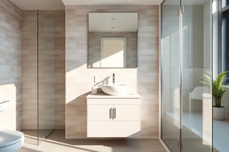 Transform your small bathroom remodel with a contemporary vanity and stylish tile work.
