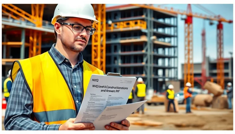 Review nvq level 6 construction site management questions and answers pdf at a busy construction site.