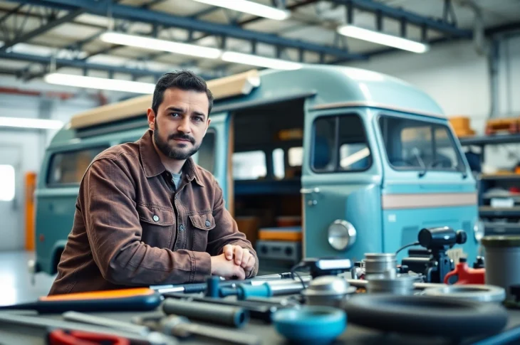 Expert technician providing Camper Van Repair Services in a modern workshop environment.