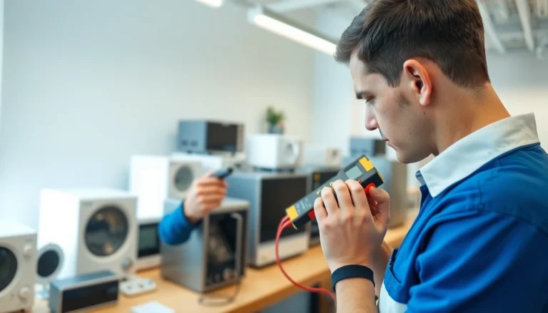 Technician performing Pat testing Cannock for electrical safety compliance in a professional setting.