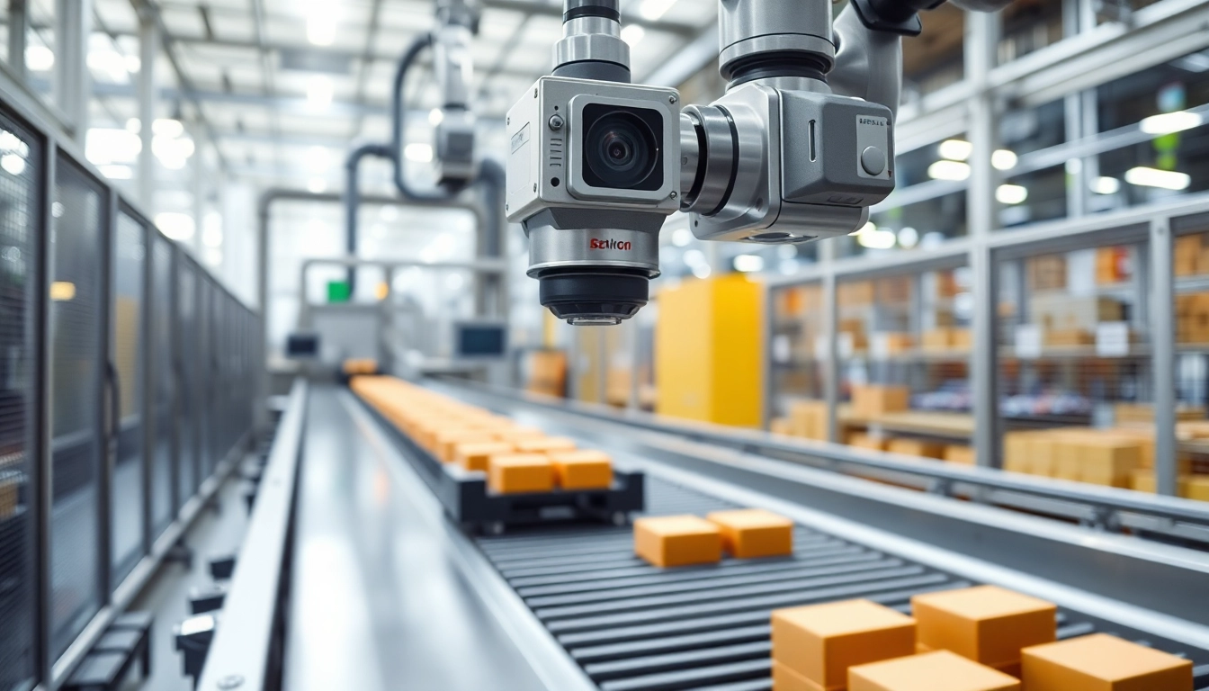Enhancing machine vision capabilities with robotic technology in a production line setting.