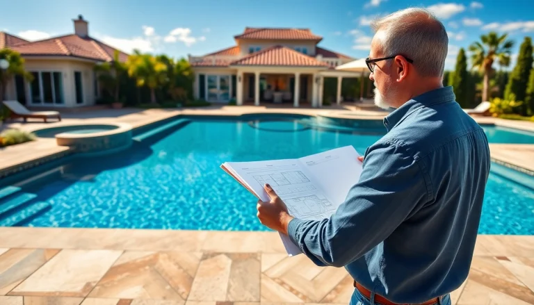 Expert swimming pool builder showcasing luxury designs in a beautifully landscaped backyard.