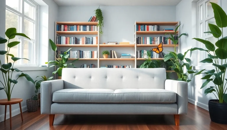Therapy room for healing trauma, featuring calming ambiance and inviting decor.