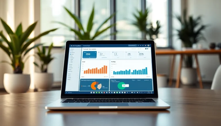 Utilize the AI checker tool displayed on a laptop to enhance content authenticity.