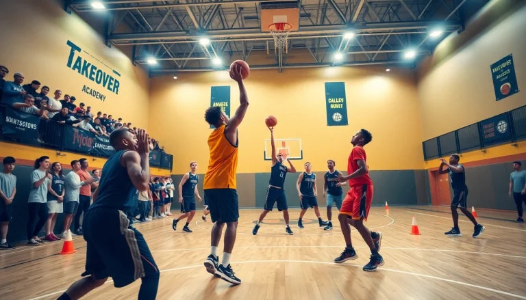 Young athletes demonstrate teamwork and energy at the Takeover Basketball Academy during training sessions.