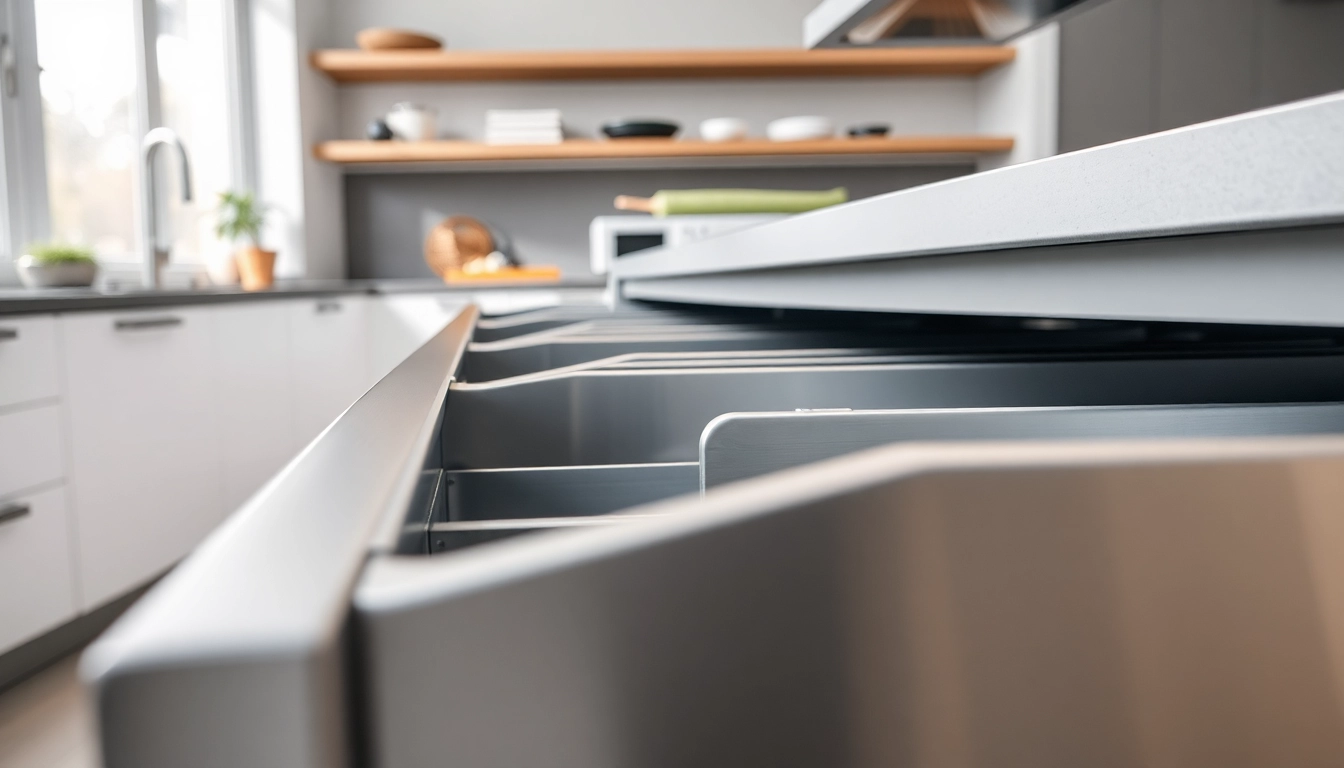 Showcasing a versatile metal drawer system in a modern kitchen for quality storage solutions.