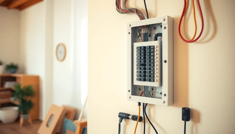 Install electrical panel showing professional connections and clean design in modern home.