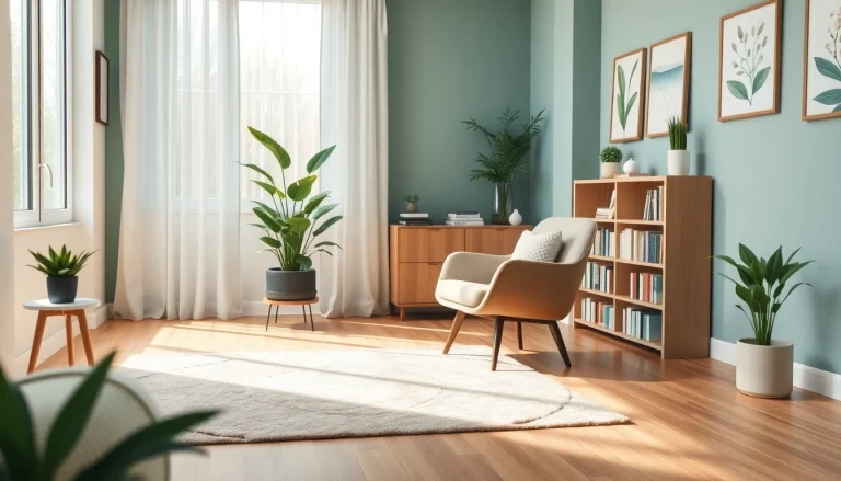 Healing trauma in a serene therapy environment with natural light and calming decor.