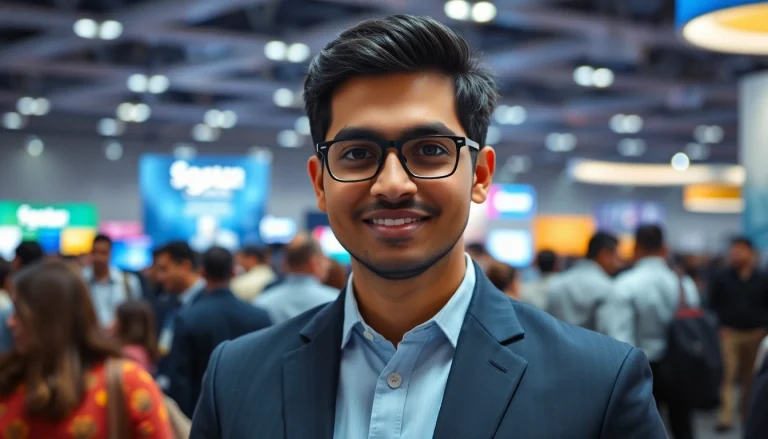 Aravind Srinivas presenting at a technology conference, showcasing his entrepreneurial spirit.