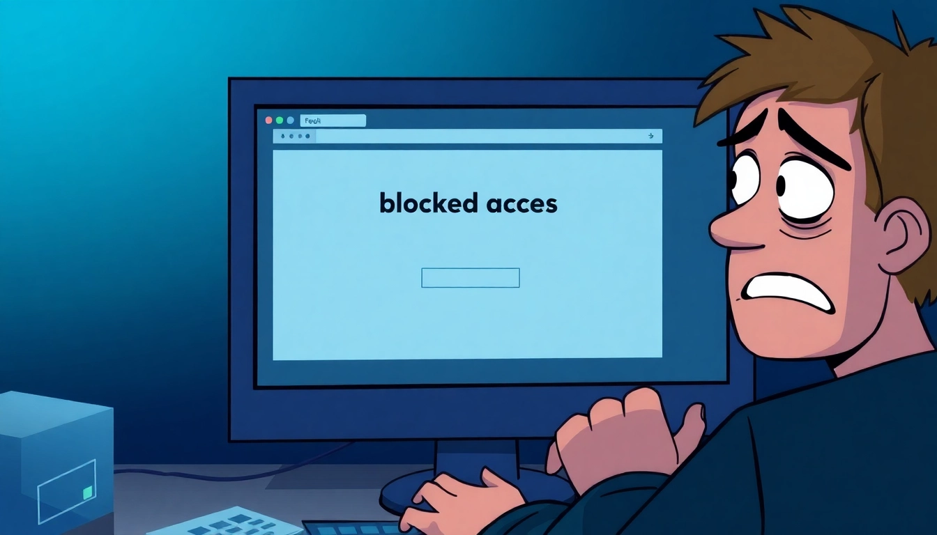 Frustrated user encountering an Inatogel access block on a website.