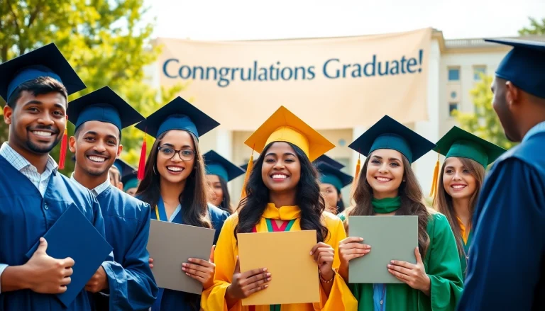 Celebrate achievement: Buy diploma options displayed at a vibrant graduation scene.