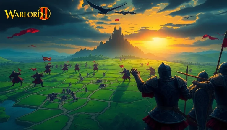 Action-packed scene depicting Warlords 2 download gameplay experience with medieval battles and strategic elements.