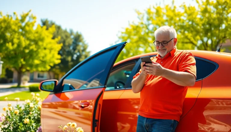 Person dealing with a situation of Keys Locked in Car in a sunny neighborhood while looking for help.