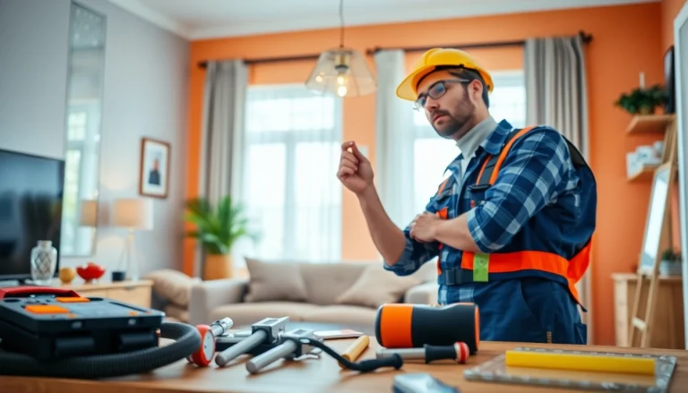 Electrician offering Electrical Service installation in a modern home, showcasing safety and professionalism.