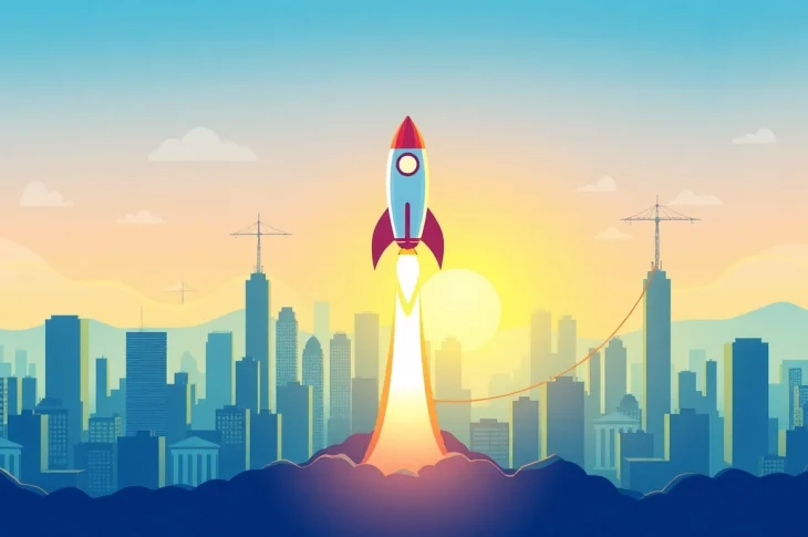 Illustrative insight into revenue rocket lab, featuring a soaring rocket and financial progress.