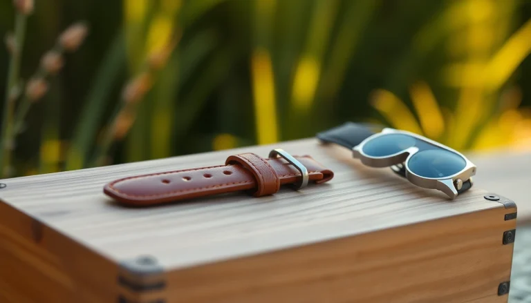 Showcase the premium quality of 18mm leather watch strap against a stylish wooden background.