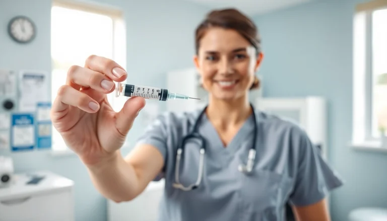 Experienced healthcare provider administering an Injectable Weight Loss treatment in a modern clinic.