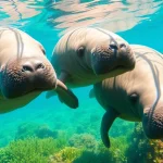 Watch manatees puerto rico swimming in crystal-clear waters among vibrant coral reefs.
