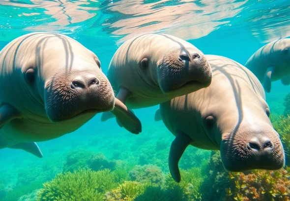 Watch manatees puerto rico swimming in crystal-clear waters among vibrant coral reefs.