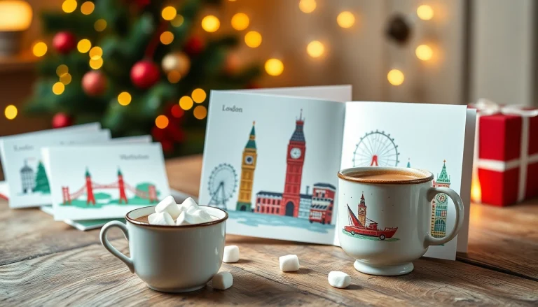 Explore handmade Christmas cards London displayed with festive details and cozy ambiance.