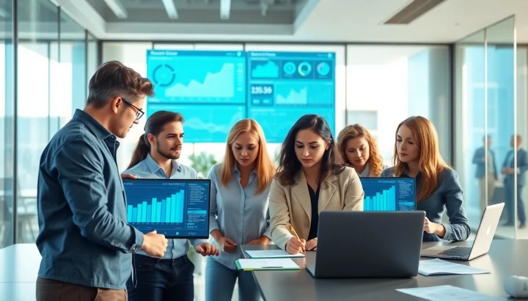 Analyzing ai detection results with professionals in a modern, tech-driven office environment.