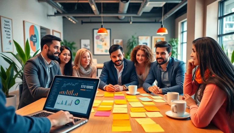 Entrepreneurs collaborating in a professional setting to launch a successful startup.
