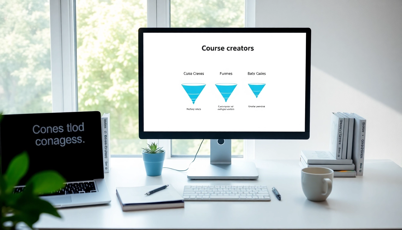 Visualize Funnels for course creators in a professional workspace with an organized setup.