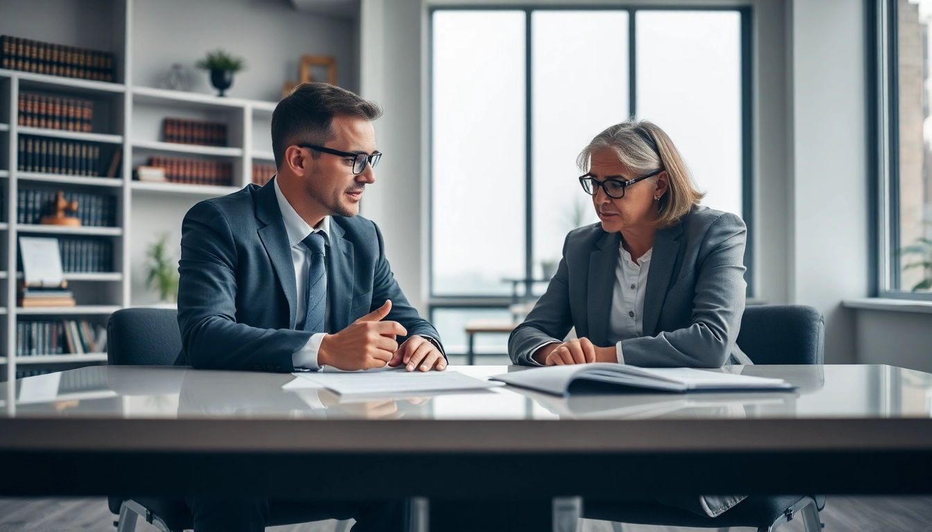 Eminent domain lawyer advising a landowner on property rights and compensation options.