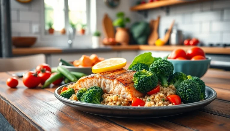 Enjoy a variety of healthy dinner meals to lose weight including grilled salmon and vegetables.