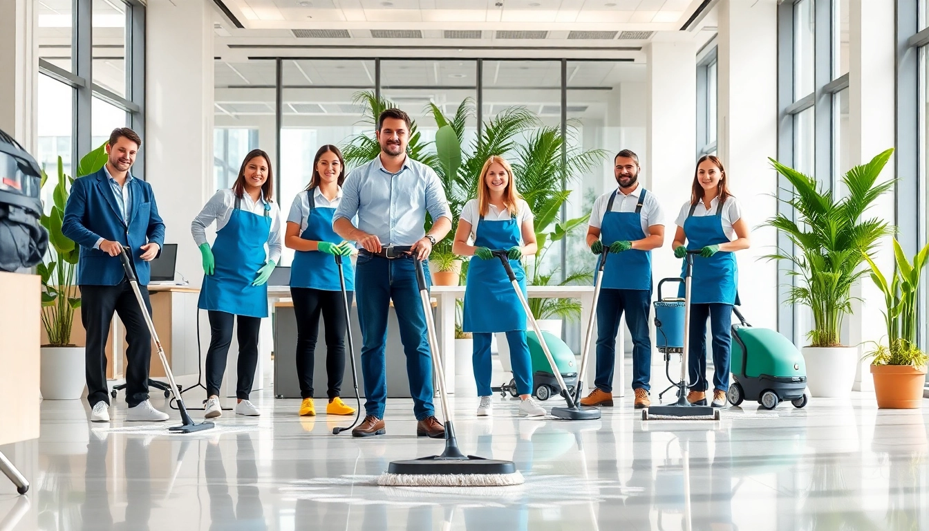 Efficient commercial cleaning services Melbourne executed by a professional cleaning team in a bright office.